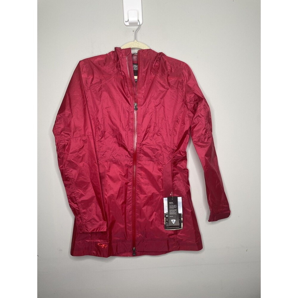 Outdoor Research Jacket Womens Small Red Helium Traveler Hooded Waterproof